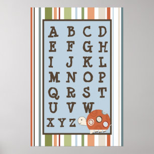 16x24 Kinderzimmer Art ABC Chart Laguna Beach Turt Poster