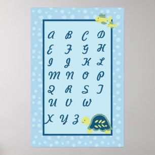 16x24 Kinderzimmer Art ABC Seekarte Schildkrötenme Poster