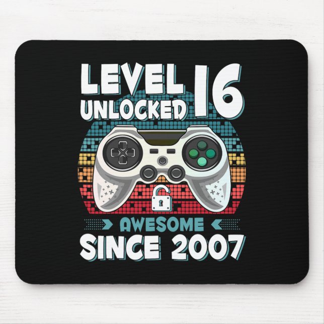 16yr Bday Son Boy Funny Gamer 16. 16. Mousepad (Vorne)