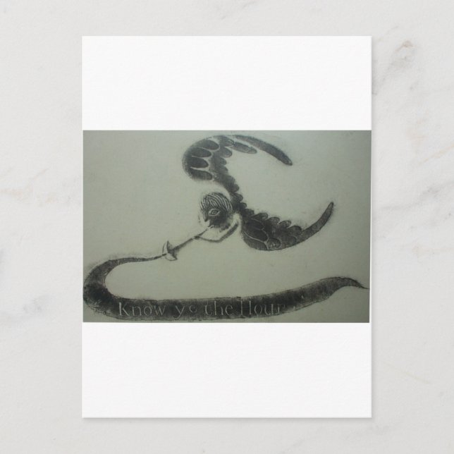 1700er Engel of Death American Grave Rubbing Desig Postkarte (Vorderseite)