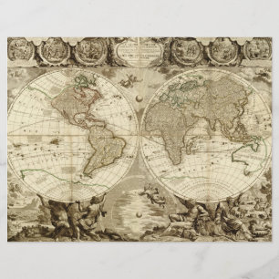 1708 Weltkarte von Jean Baptiste Nolin