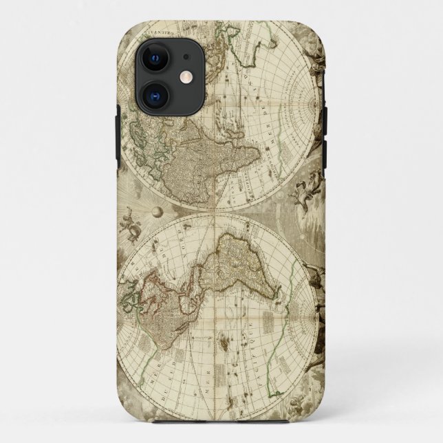 1708 Weltkarte von Jean Baptiste Nolin Case-Mate iPhone Hülle (Rückseite)