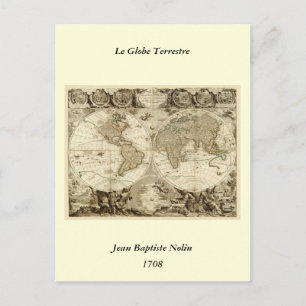 1708 Weltkarte von Jean Baptiste Nolin Postkarte