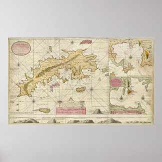1719 St. Thomas Jungfrau Islands map van Keulen Poster