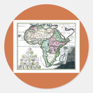 1720 Africa Vetus Map Runder Aufkleber