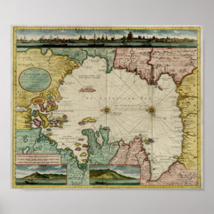 1720 Chart of Caspian Sea Poster