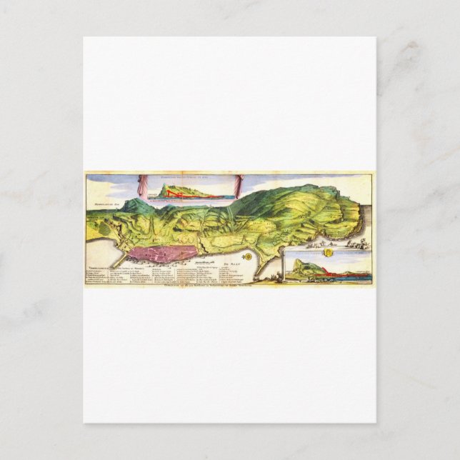 1720 De La Feuille Karte und Aussicht auf Gibralta (Vorderseite)