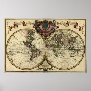 "1720 Guillaume de Lisle" Olde Worlde Map Poster
