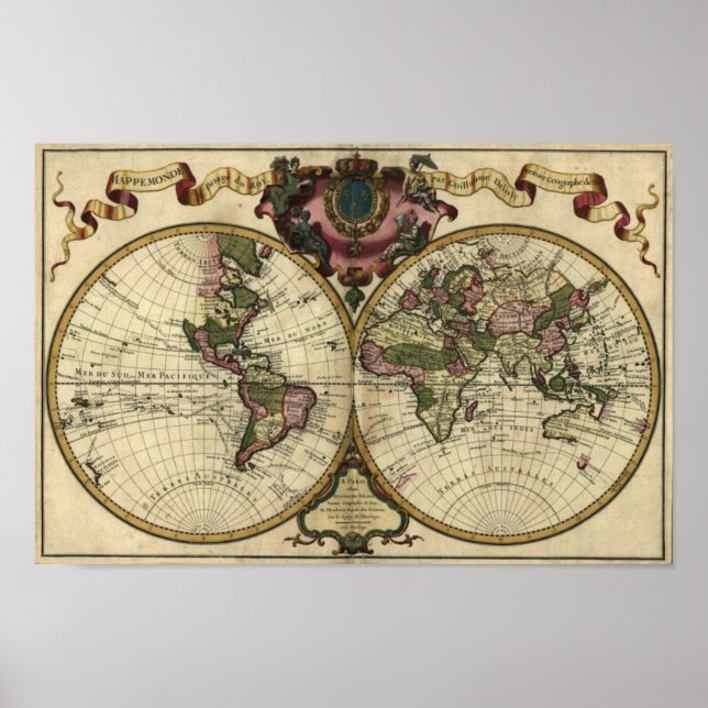 "1720 Guillaume de Lisle" Olde Worlde Map Poster (Vorne)