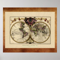 "1720 Guillaume DeLisle" Olde Worlde Map Poster