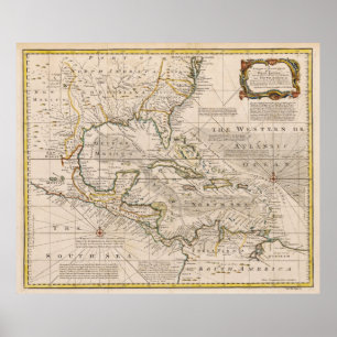 1720 Karte der Westindischen Inseln von Emanuel Bo Poster