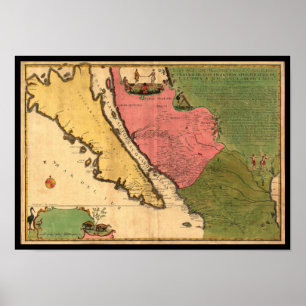 1720 Karte - La Californie ou Nouvelle Caroline Poster