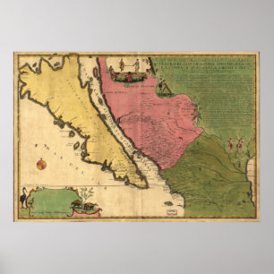 1720 Karte von Kalifornien als Insel Poster