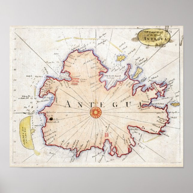 1721 Antigua-Karte Poster (Vorne)