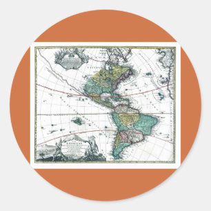 1725 Süd- und Nordamerika-Karte Runder Aufkleber