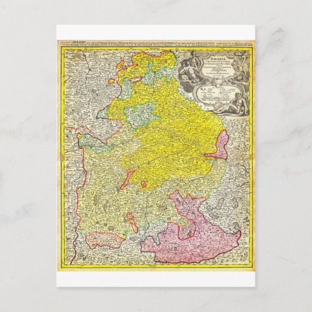 1728 Homann Karte von Bayern Deutschland Geografie (Vorderseite)