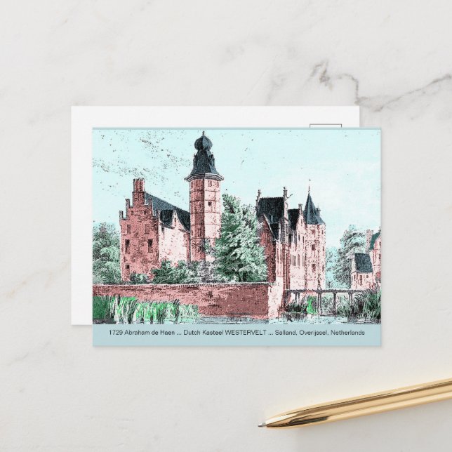1729 A. de Haen Dutch Kasteel WESTERVELT Postcard Postkarte (Vorderseite/Rückseite Beispiel)