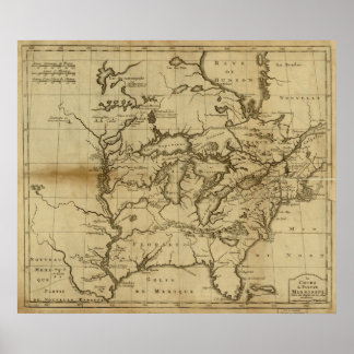 1737 Karte Mississippi River Valley und Eastern U. Poster