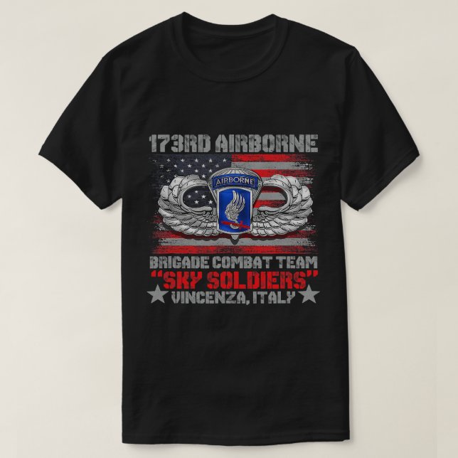 173. Im Flugzeug Brigade Combat Team U.S Flag Vete T-Shirt (Design vorne)