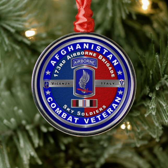 173rd Airborne Brigade Afghanistan Vet Christmas Ornament Aus Metall (Baum)