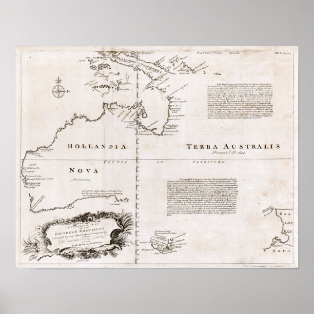 1744 Australien Karte Poster (Vorne)