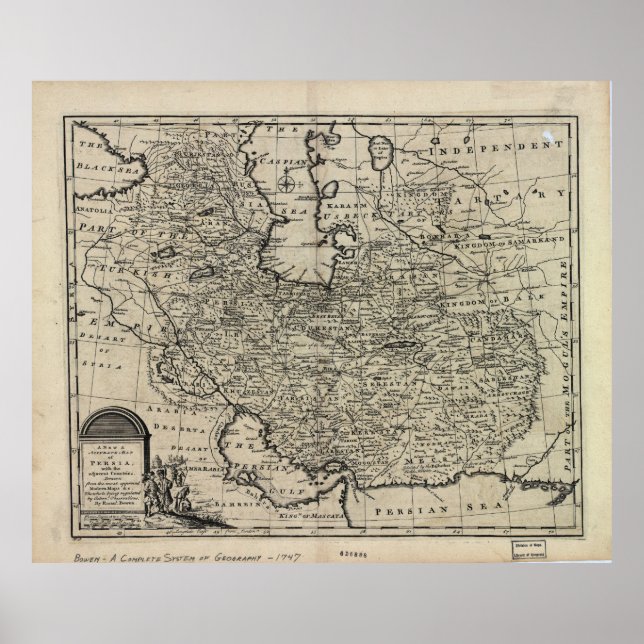 1747 Neue und genaue Karte von Persia Emanuel Bowe Poster (Vorne)