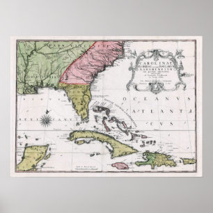1755 Carolina und Florida und die Bahamianischen I Poster