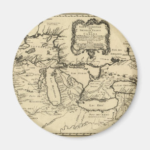 1755 Great Lakes und neue Frankreich-/Kanada-Karte Magnet