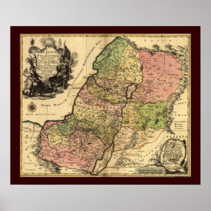 1759 Karte des antiken Israel mit den 12 Stämmen Poster