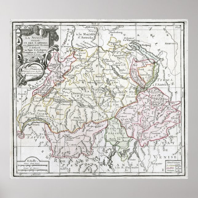 1764 La Suisse Karte Poster (Vorne)