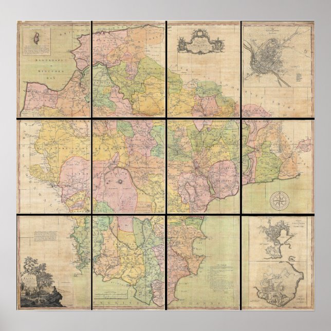 1765 Karte von Devonshire durch Benjamin Donn Poster (Vorne)