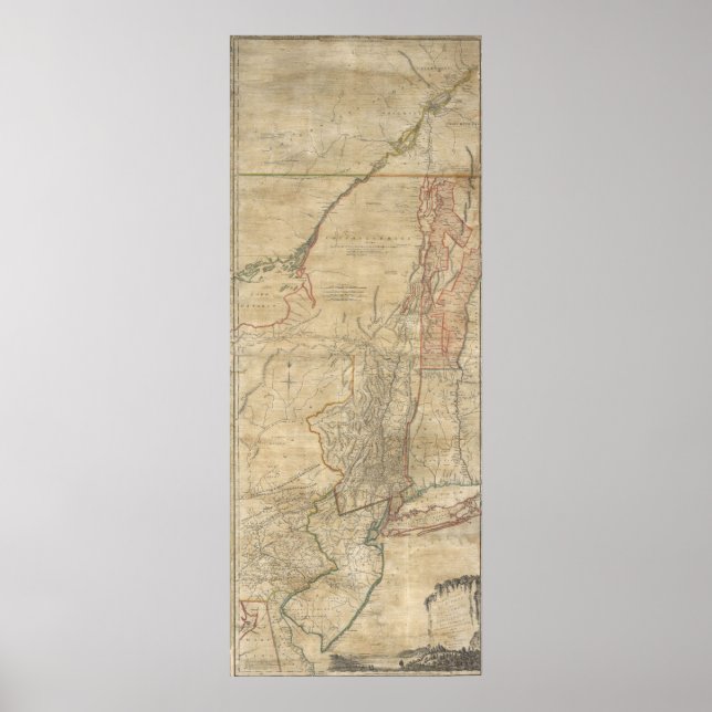 1768 Jeffreys Map of New York and New Jersey Poster (Vorne)