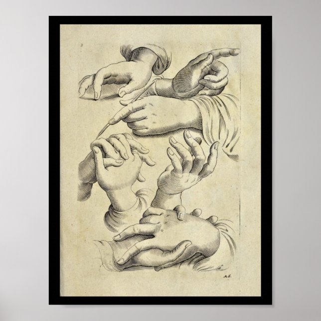 1770 Künstlerische Anatomie Menschenhand Fingers d Poster (Vorne)