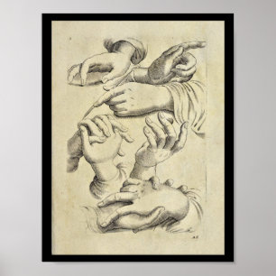1770 Künstlerische Anatomie menschliche Hand Finge Poster