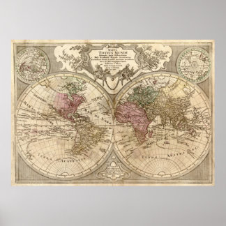 1775 Karte der Welt Poster