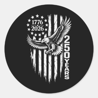1776 2026 250 Jahre Patriotischer Adler Amerikanis Runder Aufkleber