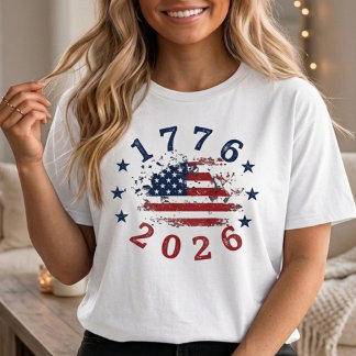 1776 2026 Flagge mit Sternenkreis im Vintage-Look T-Shirt
