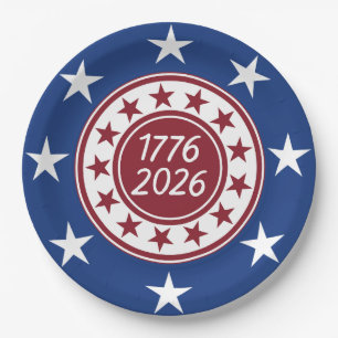 1776-2026 Patriotische Party-Themen Pappteller