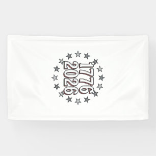 1776 2026 Patriotische Sterne Vintage Vektor Desig Banner