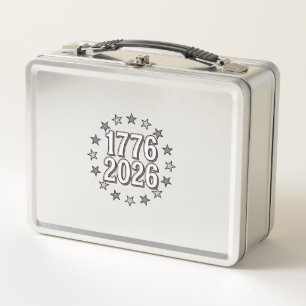 1776 2026 Patriotische Sterne Vintage Vektor Desig Metall Brotdose