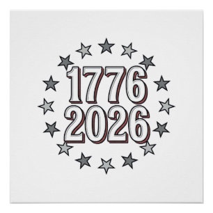 1776 2026 Patriotische Sterne Vintage Vektor Desig Poster