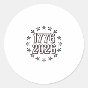 1776 2026 Patriotische Sterne Vintage Vektor Desig Runder Aufkleber