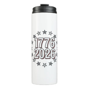 1776 2026 Patriotische Sterne Vintage Vektor Desig Thermosbecher