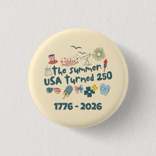 1776 - 2026 Retro 250. Jubiläum 4. Juli Button (Vorderseite)