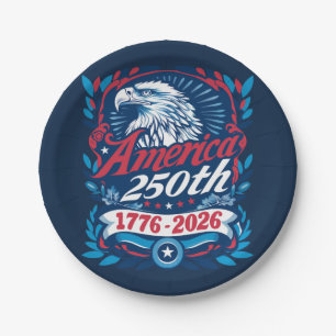 1776-2026 USA 250. Jubiläum Vintage Patriotisch Pappteller