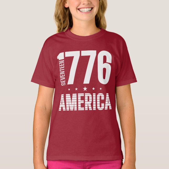 1776 America historical freedom white typography T-Shirt (Vorderseite)