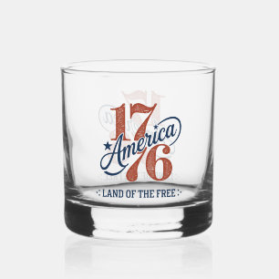 1776 America Schrift Emblem Whiskyglas