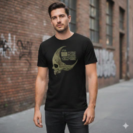 1776 American Flag Skull Halbmond T-Shirt
