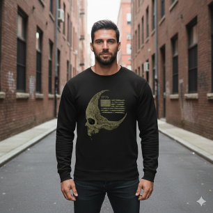 1776 American Flag Skull Halbmond T-Shirt Sweatshirt