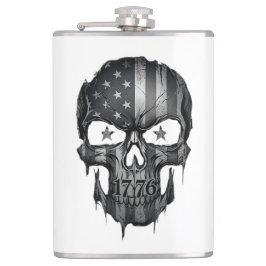 1776 American Flag Skull Patriotic USA 250th Flask Flachmann
